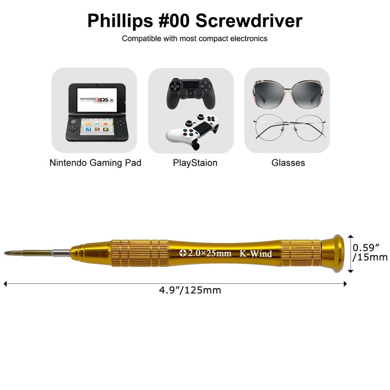 Kannony Wind Precision Phillips PH 00 Screwdriver Compatible with Nintendo Switch, Small Phillips Screwdriver #00 2.0mm, S2 High Alloy Steel Head, Magnetic Tip, 360Â° Rotary Cap - Image 2